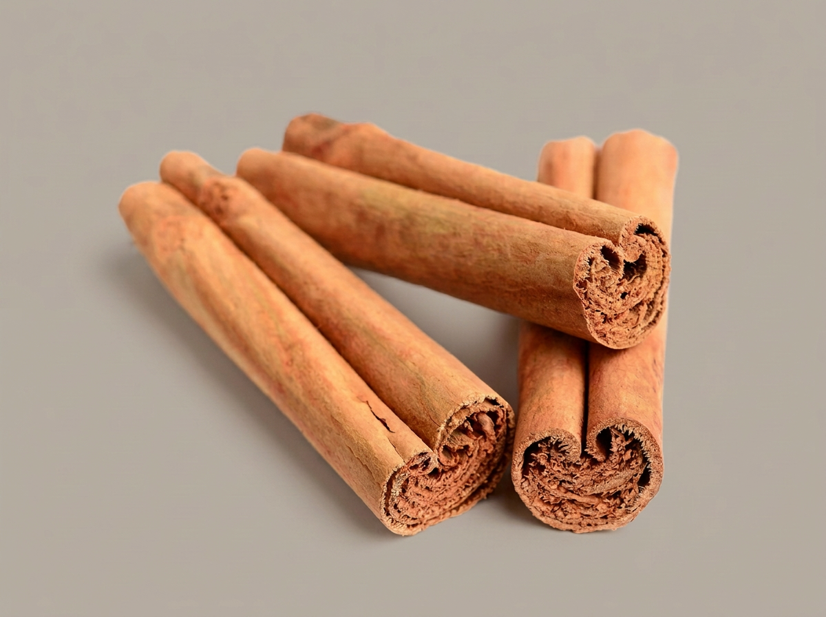 Ceylon cinnamon sticks showing their delicate layered quill structure